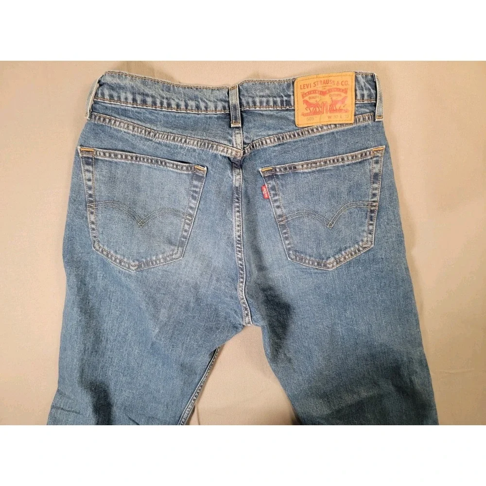 Levi's 505 Regular Fit Jeans Mens 32x32 Blue Straight Leg Stretch Denim Pants